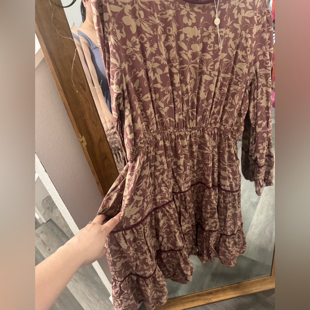 NEW Bohme Arabella Floral Tiered Long Sleeve Midi Dress - Picture 5 of 5
